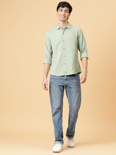 Image of KOTTY Men's Textured Casual Shirt - Long Sleeve||Button-Down Collar||Classic Fit