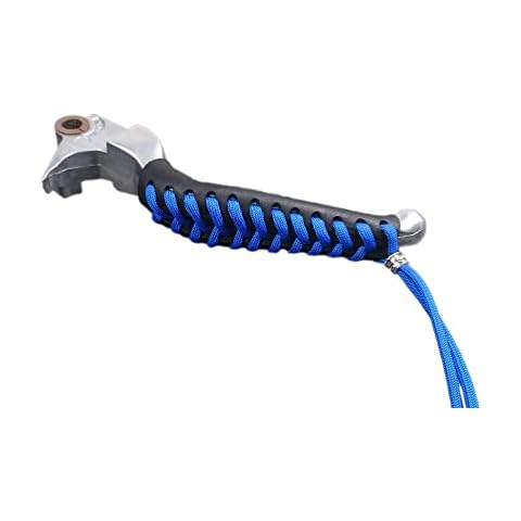Mark's Custom Designs Heavy Duty Black Leather Motorcycle Lever Covers for HD Motorcycles with Blue Paracord Cover