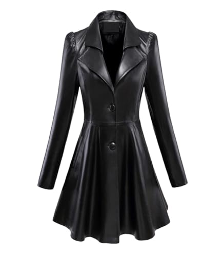 Blazer en simili cuir femme avec col cranté idéal du bureau au dîner