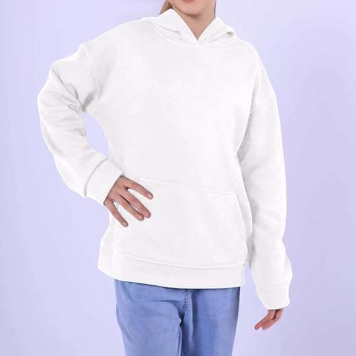 Teen Girls Oversized Sweatshirt Casual Basic Solid Color Hoodies with Pocket Kids Boys Fall Winter Warm Comfy Trendy Clothes3