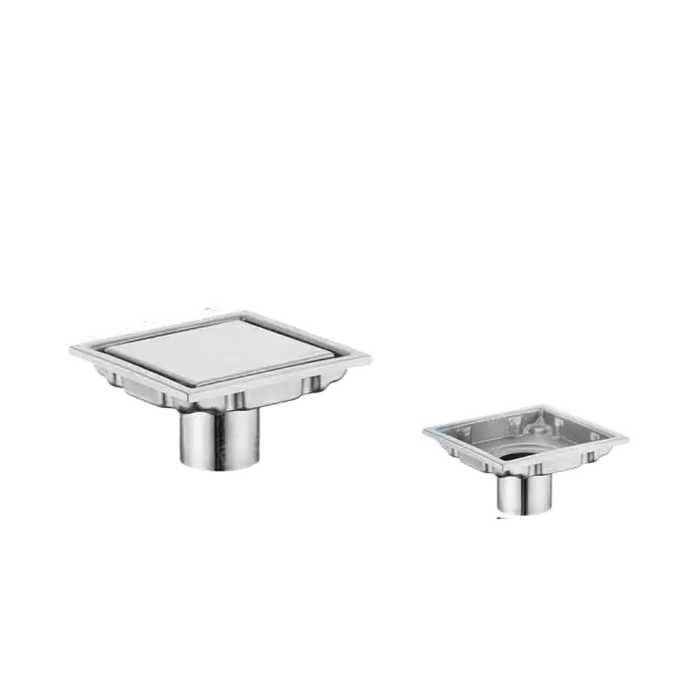 Sunrrafck 10X10cm Brushed 1Pc 10Cm Square Shower Drain Tile Insert Anti Odor Stainless Steel Floor Kit With Removable Grate Cover Hair Strainer(10X10cm Brushed)