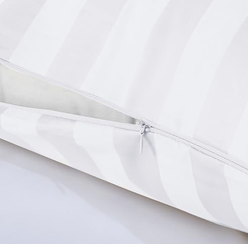 Image of 100% Egyptian Cotton Body Pillow Cover Long Pillow Case, 600 Thread Count Bed Pillow Protector with Zipper, Sateen Weave Cooling Full Body Pillowcase for Adults 20x54 Inches (1PC, Body, Striped White)