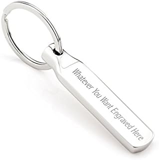 Personalised Polished Slim Pendant Keyring/Keychain - Engraved with Your Custom Text.