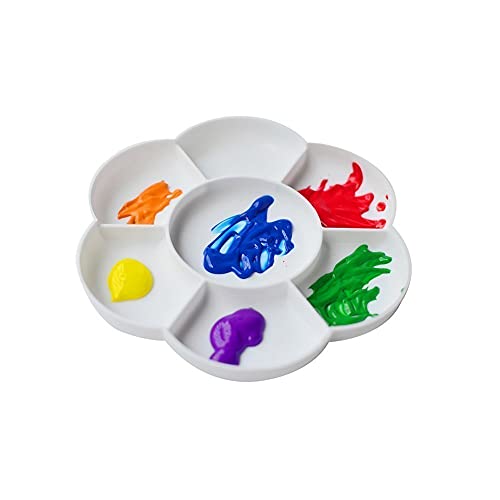Wady Plastic Flower Shape Paint Plate Tray Mixing Palette - White (Pack of 2)