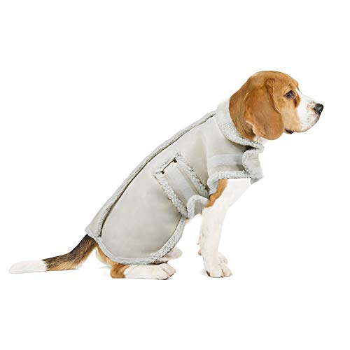 Dog Winter Jacket - Warm Windproof Fleece (Medium) Beige