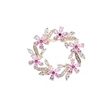 ジルコン桜花ブローチお洒落なダイモンド花コサージュ卒園式卒業式入学式結婚式面接などの胸飾り お誕生日記念日母の日の女性への贈り物ギフトケース付き (ピンクジルコン)