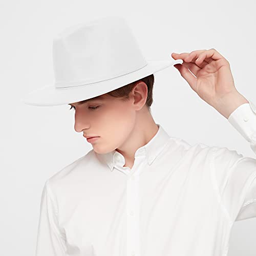 Image of KUJUHA Women Men Wide Brim Fedora Hat