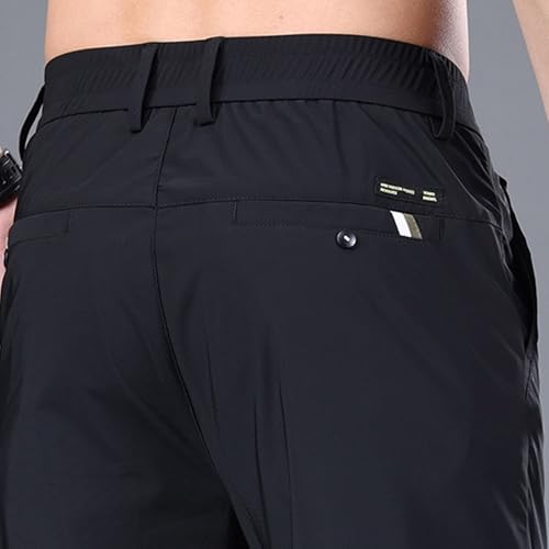 Mens Lightweight Business Dress Pants Slim Ice Silk Casual Trousers High Stretch Breathable Straight Golf Pants2