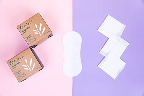 Padie 100% Biodegradable Panty Liners With Super Absorbent Core, Hypoallergenic Topsheet And Backsheet, And Hourglass Shape With Soft, Flexible Edges (2Pk) #TOP2