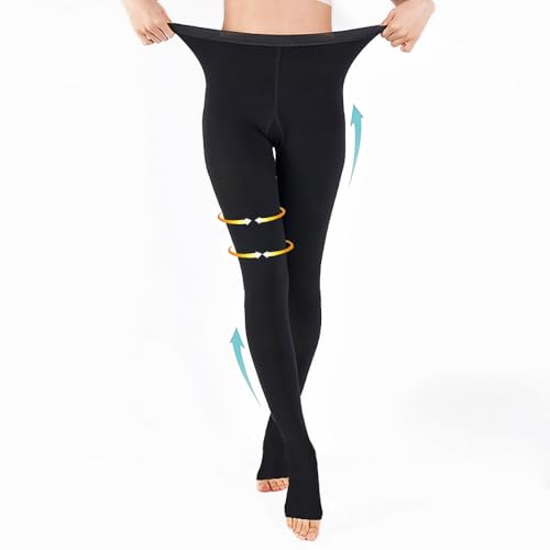 Image of Medical Grade Compression Pantyhose 20-30 Mmhg Support Leggings,TED Hose Graduated Compression Tights High Waist Open Toe Stockings For Women Men