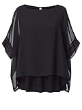 sara lindholm blusen Für Ihren eleganten Auftritt Sara Lindholm by HAPPYsize Damen A-Linie 2-in-1 Shirt mit 3/4-Ärmel in schwarz