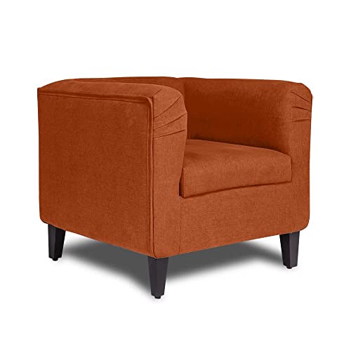 Image of Wakefit Sofa Set | 3 Year Warranty | Sofa 1 Seater, 1 Seater Sofa for Living Room, Wooden Sofa Set, Single Seater - Miami(Tahoe : Terracotta)