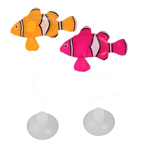 VANZACK 2個 水槽模擬魚 装飾 水槽フィルター 植物 フローティング 水槽の付属品 フィーダ 自動 魚の水族館 水槽ライト ボウル バブル 魚のおもちゃ 水族館ライト 光る魚 シリカゲル