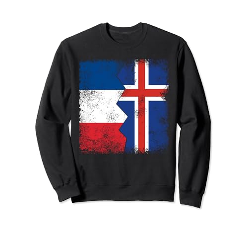 Banderas de Francia Islandia | Raíces francesas mitad islandesas vintage Sudadera