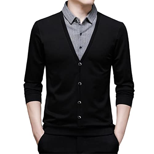 Pull en tricot homme pour l'automne hiver KEHAIOO noir et gris chaud taille 4XL