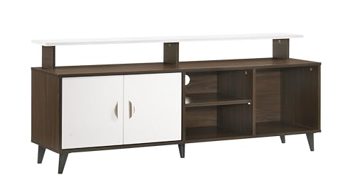 Image of DeckUp Capella Engineered Wood TV Unit (Walnut & White, Matte Finish)