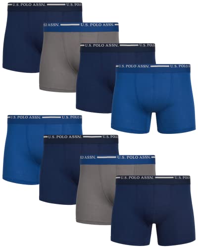 U.S. Polo Assn. Mens Boxer Briefs - 8 Pack Ultra Soft Underwear Boxers for Men with Contour Pouch (Sizes: S-XL)