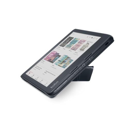 Image of Kobo Libra Colour SleepCover Case | Black | Sleep /Wake Technology | Built-in 2-Way Stand | Vegan Leather | Compatible with 7 inch Kobo Libra Colour eReader
