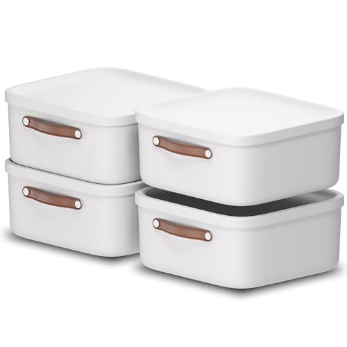 Rotho Maloja 4er-Set Aufbewahrungsbox mit Deckel 20l, Kunststoff, weiss, 20 (39.5 x 38.0 x 17.7 cm)