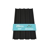Jaxilyn Metal Roof Panels 20 pcs 99 ft² Galvanized Steel Corrugated Tin Roofing Panels Gazebo Top Cover Garages,Sheds, Stables and Mobile Homes Replacement for Patio Outdoor Garden, Black