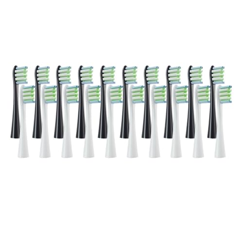 �����\�ȃu���V�w�b�h 20 �AOclean Air 2 /One/SE X/X PRO/Z1/F1/�d�����u���V�m�Y���ƌ݊�������A�L���b�v�t��������(10Black10White)