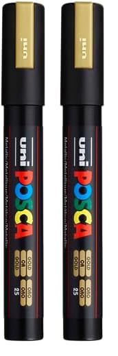 Uni-Ball 833408 - Marcador, 1.8-2.5 mm, color dorado (Paquete de 2)