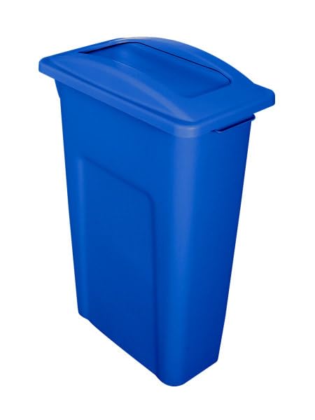Sturdy Essentials Waste Wise Recycled HDPE Waste or Recycling Bin for Commercial Spaces with Swinging Lid - (Blue, 23 Gallons)