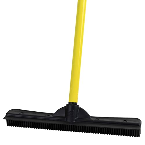 FURemover Broom SW-250I-AMZ-6, Pet Hair Removal Tool with Squeegee & Telescoping Handle That Extends from 3-5', Black & Yellow,1 Count (Pack of 1) by FURemover - Used condition - CA$28.34