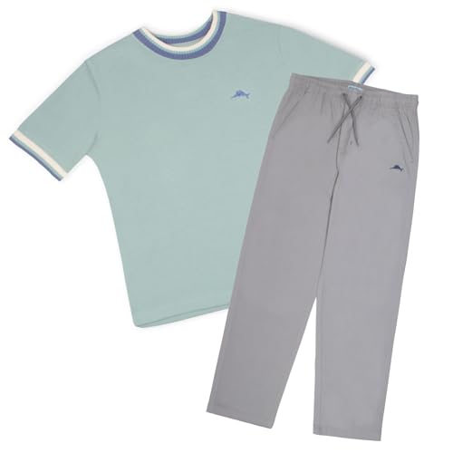 Image of Tommy Bahama Boys Casual Crewneck Short Sleeve T-Shirt & Elastic Waist Pants Set, 2-Piece Back to School Outfit for Kids