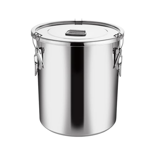 Boîte de conservation hermétique en acier inoxydable de 21 L pour grains de riz et lait, conteneur portable durable avec couvercle sécurisé pour la fraîcheur