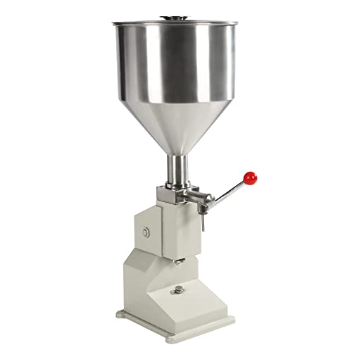 Pyroarle Manual Paste Liquid Filling Machine, Stainless Steel Filling Machine 5-50ml Adjustable Bottle Filler Machine with 10L Hopper or Milk Water Juice Essential Oil Shampoo Cosmetic Honey
