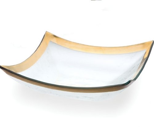 Annieglass Large Four Point Bowl Roman Antique - Gold Band #TOP5