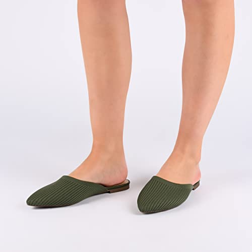 Image of Journee Flat Knit Mules for Women - Closed Pointed Toe Slip-On Shoe - Comfortable Aniee Slide