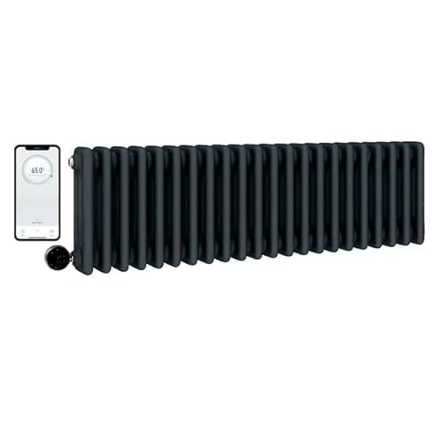 Manissa Wifi Electric 3 Column Anthracite Traditional Radiator 300mm H x 1000mm W Smart 7 Day Programmable Timer App Compatibility