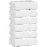 Chakir Turkish Linens Hotel & Spa Quality, Highly Absorbent 100% Turkish Cotton Hand Towels (6 Pack, White)