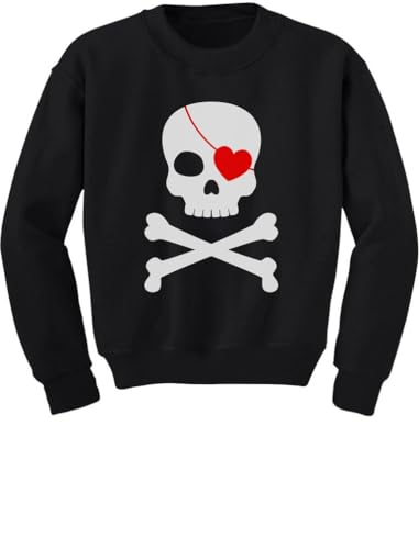 Tstars - Pirate Skull & Heart Valentine's Day Toddler/Kids Sweatshirt