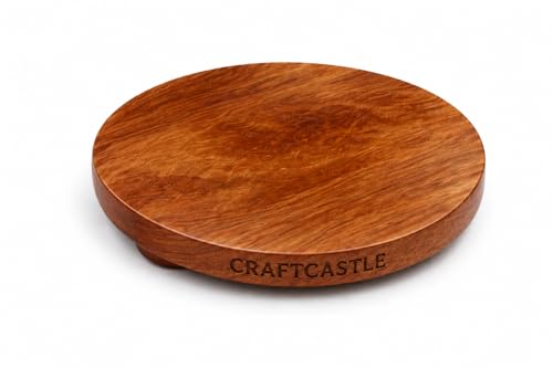 Image of Wooden Floral Design Rolling Board, Teak Wood Chakla Polpat for Roti, Chapati & Paratha Making, Durable Kitchen Chakla, 10 Inch
