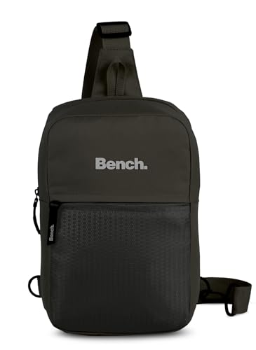 BENCH Bold Damen und Herren Sling Bag Umhängetasche Tasche Handtasche Schultertasche Crossbody, schwarz, 29 x 20 x 12 cm