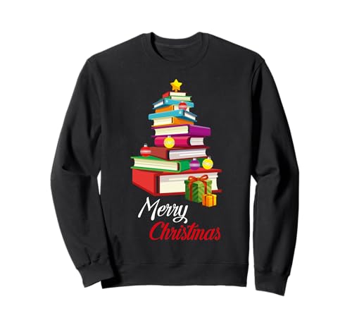 Merry Christmas Books Tree Love Reading Books Librarian Nerd Sweatshirt