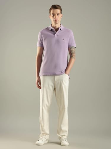 Image of Tommy Hilfiger Solid Regular fit Cotton Polo t-Shirt