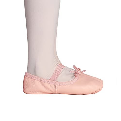 Stelle Premium Authentic Leather Baby Ballet Slipper/Ballet Shoes(Toddler/Little Kid/Big Kid)(10Mt, Ballet Pink，With Tie) #TOP3