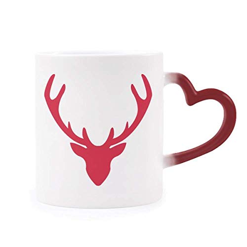 DIYthinker Festival de Navidad roja Elk Avatar Taza Morphing de Calor Sensible Copa roja del...