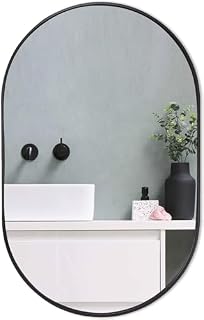 ZENIDA Round Mirror for Wall, 60x60 cm Metal Framed Circle Mirror, Large Bathroom Mirror, Black Wall Mirror for Living Room Bedroom Entryway Decor