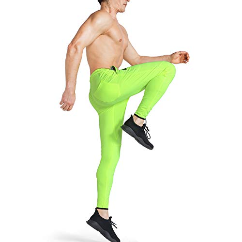Brokig Mens Lightweight Gym Jogger Pants,Men's Workout Sweatpants With Zip Pocket (Large, Neon Green) #TOP3