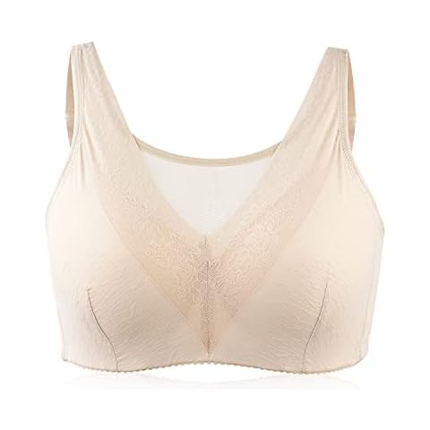 Polreta Mastectomy Bra with Pockets for Breast Prosthesis Women Everyday Bra, Nude, 42C Cover