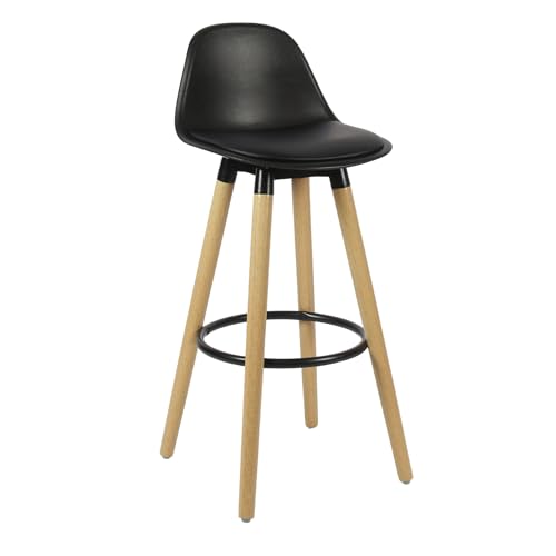 Image of Creative Bar Stool Eiffel Natural Wood Bar Stool - 28 Inch Seat Height Living Rooms, Dining Rooms, Lobby, Reception| (Pack of 2) | (Black)