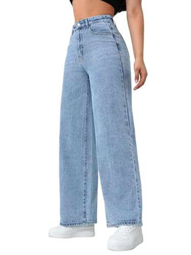 Image of TAGAS Women's High Waisted Wide Leg Jeans - Baggy Denim Pants, Loose Fit Casual Straight Leg Pant for Girls & Womens