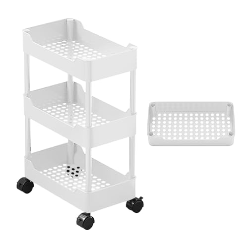 Carrito de almacenamiento con ruedas – Carrito multiusos con ruedas organizador multietapa para el hogar | Carrito de almacenamiento delgado para baño, dormitorio, sala de estar, móvil para orga