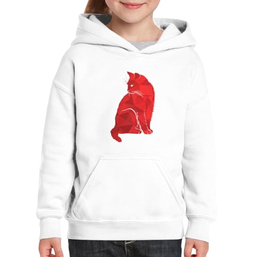 Sweat à capuche enfant chat rouge art moderne vêtement graphique