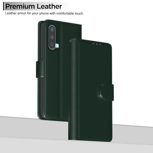 Image of Pikkme Flip Cover for OnePlus Nord CE 5G | Leather Finish | Shockproof with Card Pockets & Wallet Stand | Ultimate Protection Case(Green)
